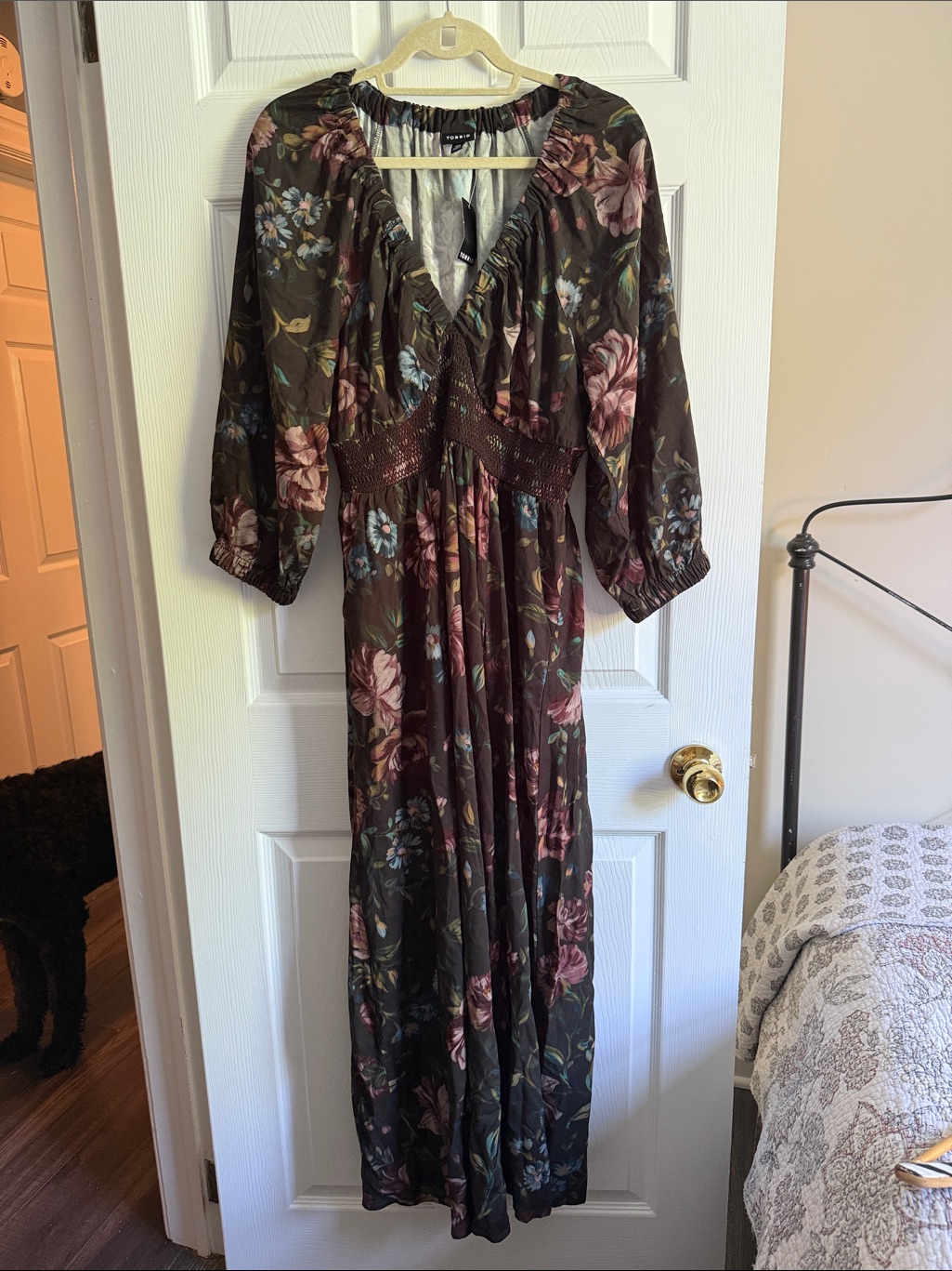 Torrid Brown Floral Maxi Dress With Smocked Waist